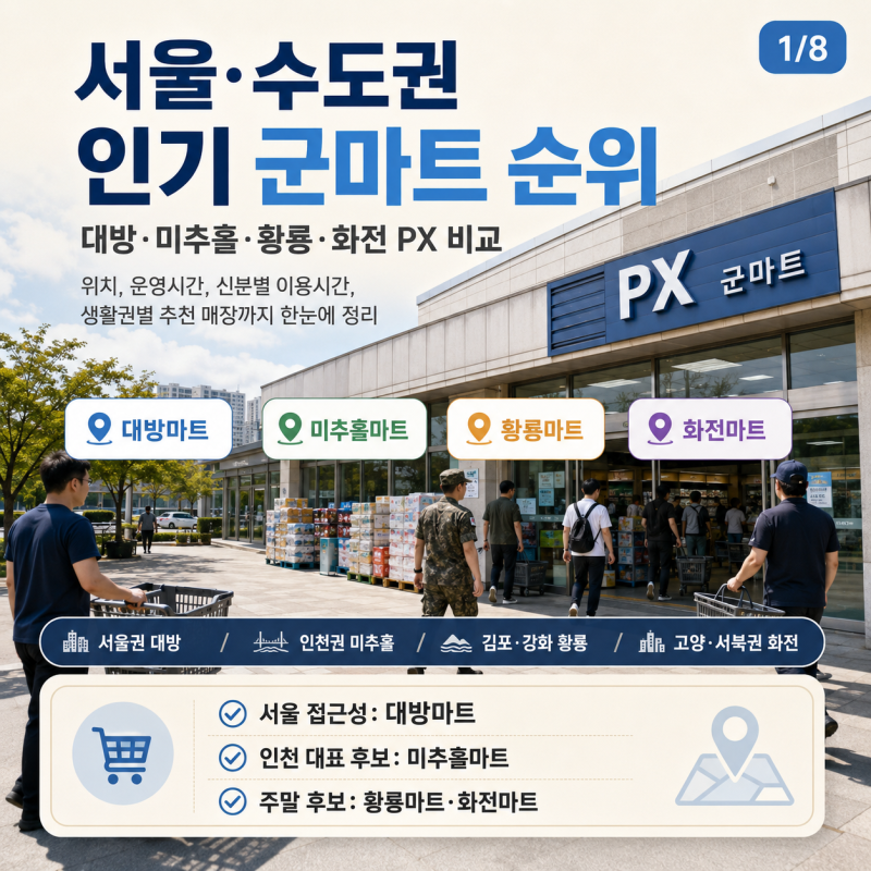 서울·수도권 인기 군마트 순위｜대방·미추홀·황룡·화전 PX 비교