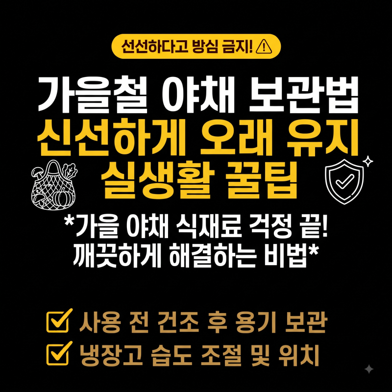 가을철 야채 보관법 신선하게 오래 유지하는 실생활 꿀팁