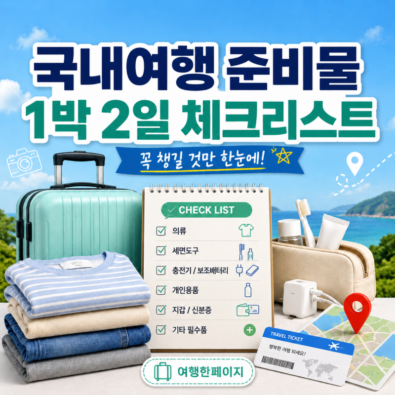 국내여행 준비물 체크리스트｜1박 2일 여행 전 꼭 챙길 것