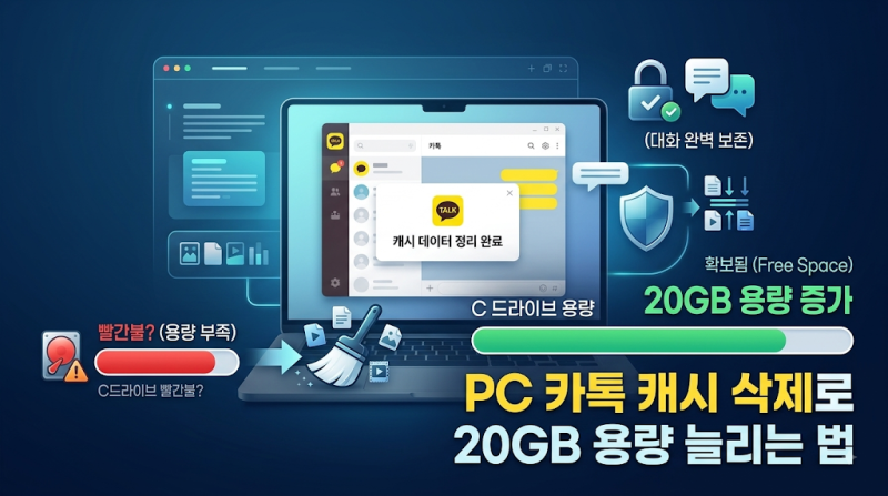 [PC 용량 정리] C드라이브 빨간불? PC 카톡 캐시 삭제로 20GB 용량 늘리는 법 (대화 보존)