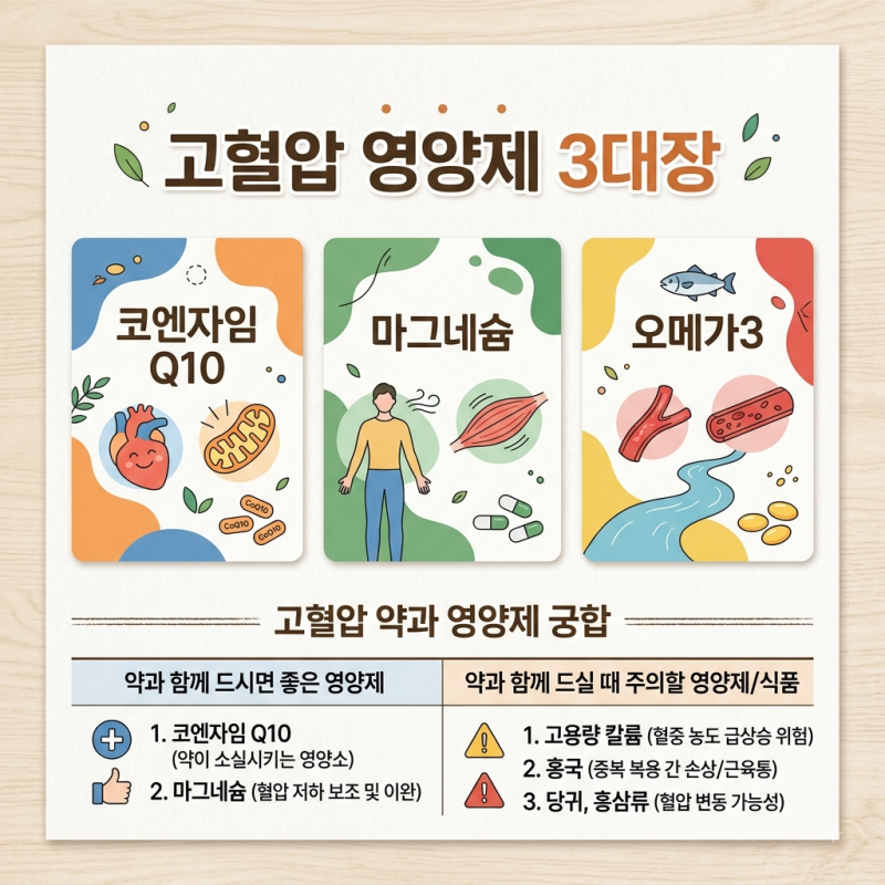 고혈압에 좋은 영양제 대표 3대장 완벽 비교 & 고혈압약 먹고 있는데, 영양제 같이 먹어도 될....