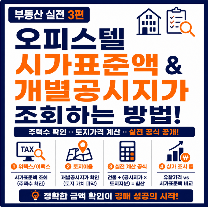 [부동산 기초] 3편 - 오피스텔 주택수 확인하는 방법｜시가표준액·개별공시지가 직접 계산해....