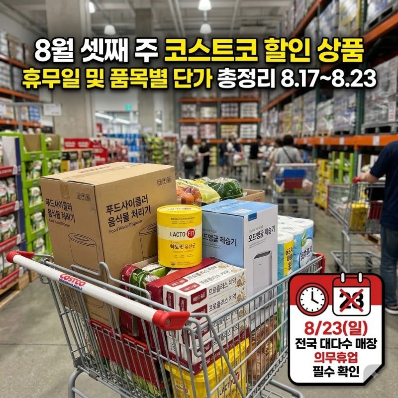 8월 셋째주 코스트코 할인 상품 휴무일과 품목별 단가 정리 8.17~8.23