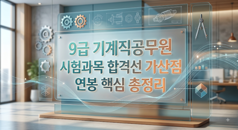 9급 기계직공무원 시험과목 합격선 가산점 연봉 핵심 총정리
