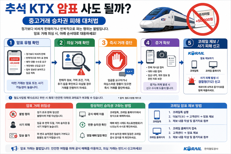 추석 KTX 암표 사도 될까? 중고거래 승차권 피해 대처법