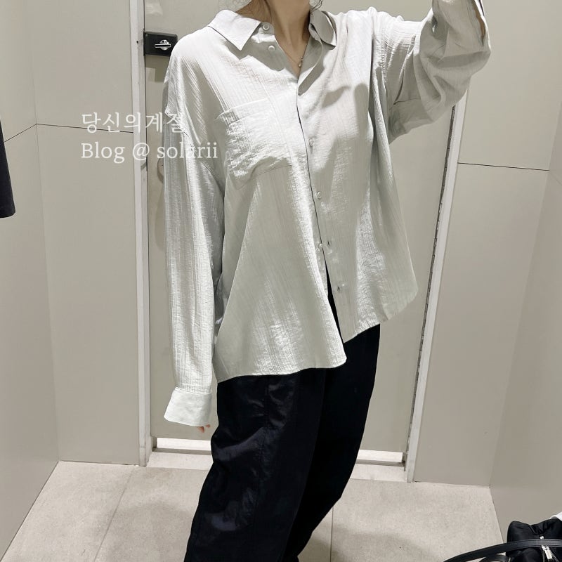에잇세컨즈 레이온 블렌드 오버핏 셔츠 & 남성 가먼트다잉 티 착샷 후기