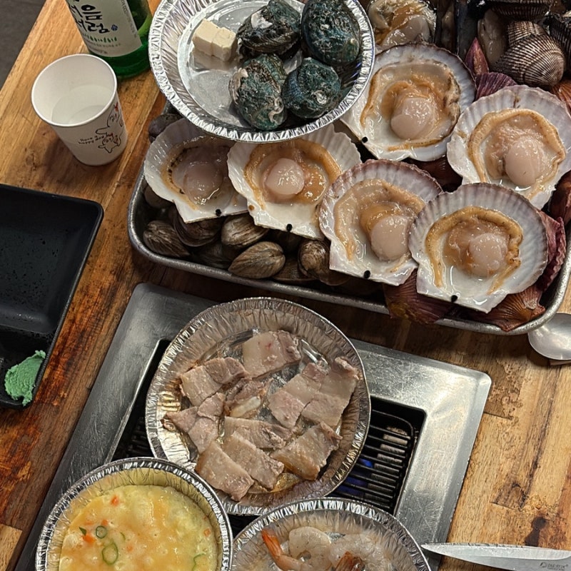 대천 맛집 조개까는남자들 웨이팅 대천해수욕장 조개구이 삼겹살 무한