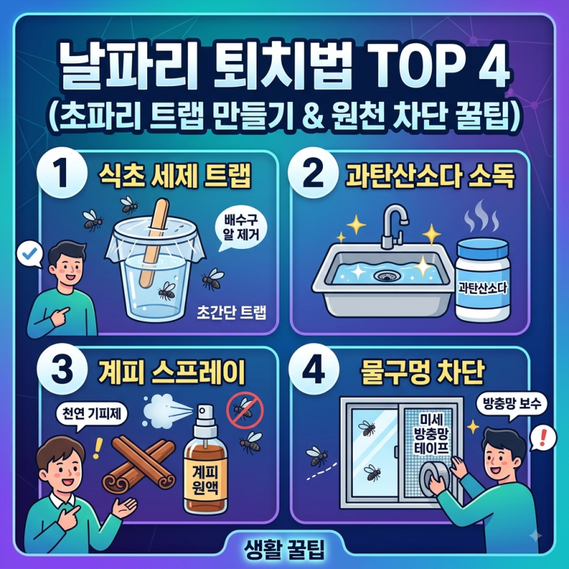 날파리 퇴치법 TOP 4 (초파리 트랩 만들기 & 원천 차단 꿀팁)