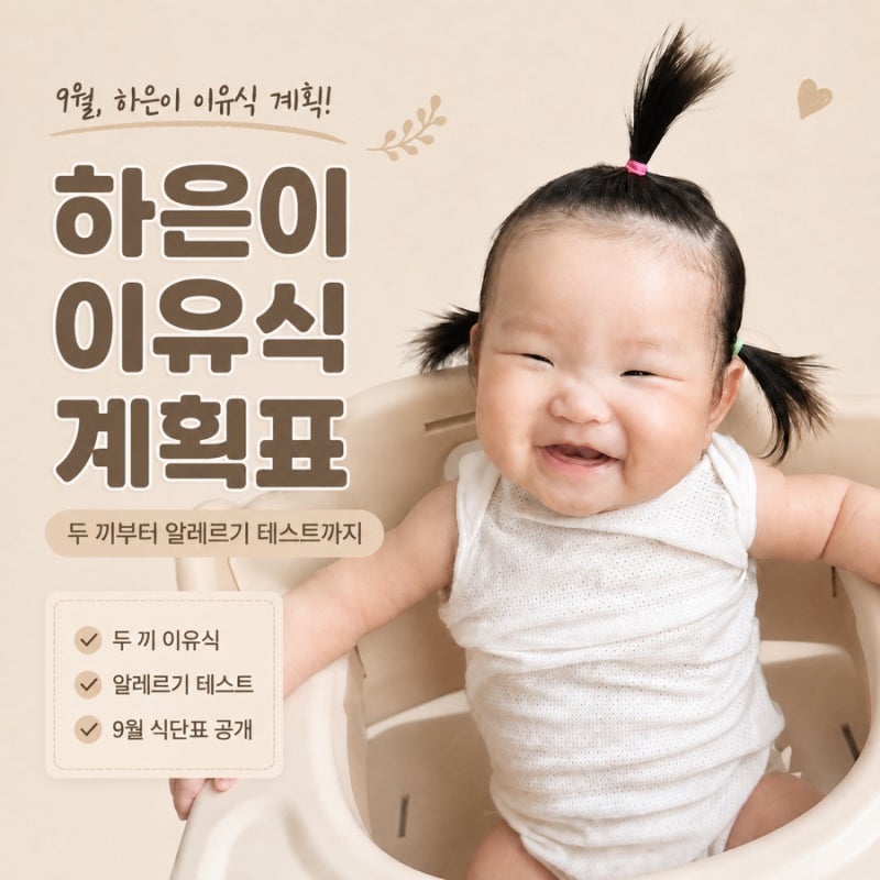 6개월 아기 중기 이유식 계획! 두 끼와 알레르기 테스트 계획표, 9월 식단표 공개