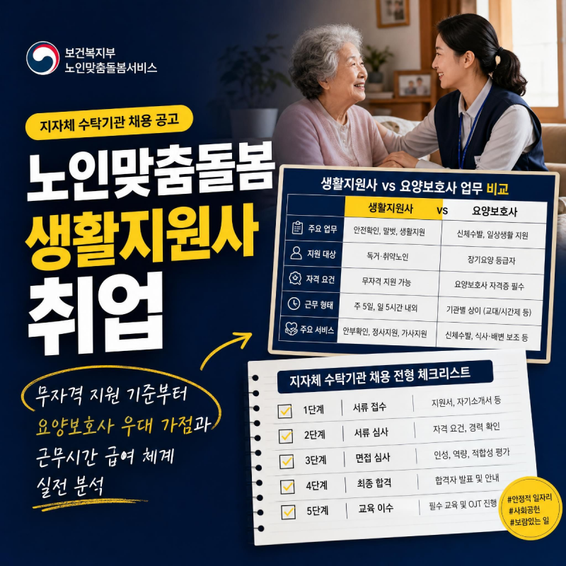 노인맞춤돌봄 생활지원사 필수 자격 요건과 급여 및 취업 가이드 총정리