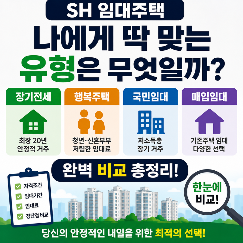 SH 임대주택, 과연 나에게 가장 잘 맞는 유형은 무엇일까? : 장기전세·행복주택·국민임대·매....