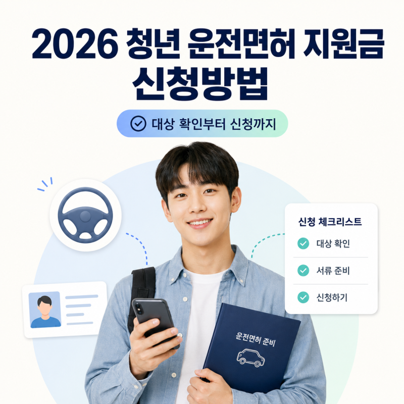 2026 청년 운전면허 지원금 신청방법｜전국 공통 아닌 지역별 취득비 지원