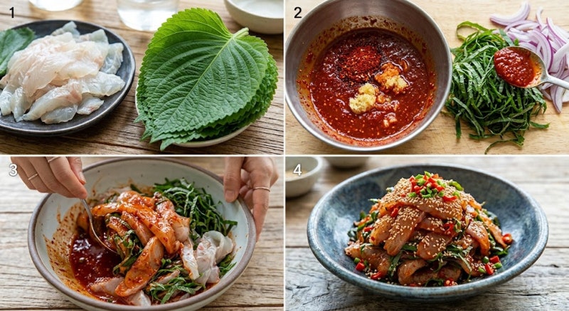 광어회깻잎무침 나만안먹어봤나?