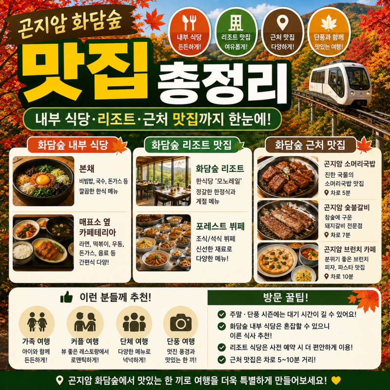곤지암 화담숲 맛집 총정리, 내부 식당·리조트·근처 맛집까지