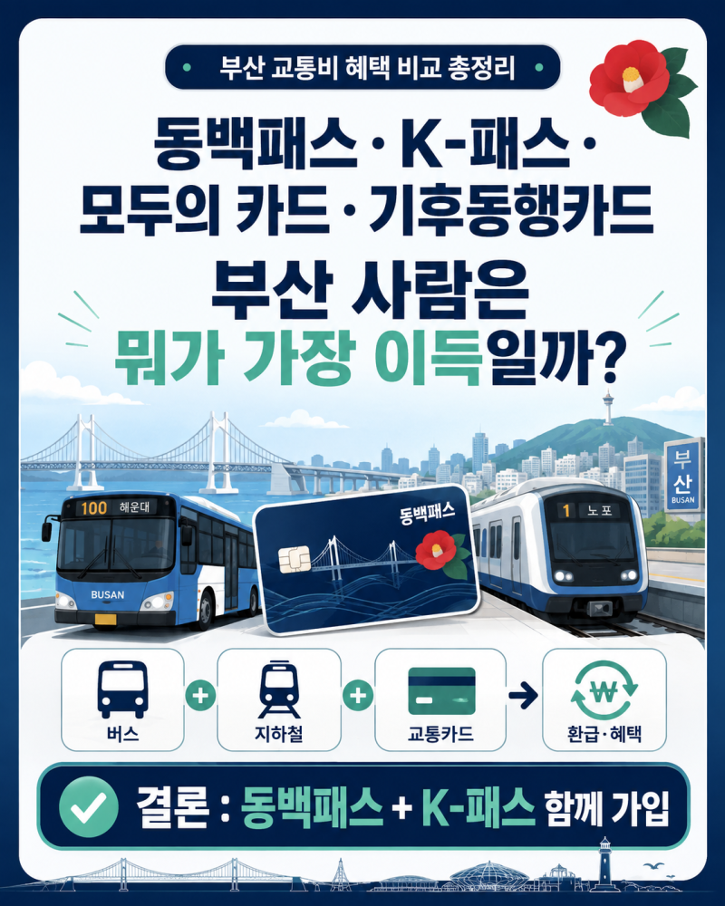 동백패스·K패스·모두의카드·기후동행카드 차이｜부산 사람은 뭐가 가장 이득일까?