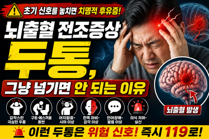 “갑자기 머리가 깨질 듯 아프다면?” 뇌출혈 전조증상 두통 총정리
