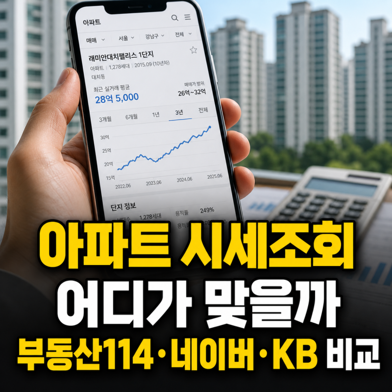 아파트 시세조회 어디가 맞을까 부동산114·네이버·KB부동산 비교
