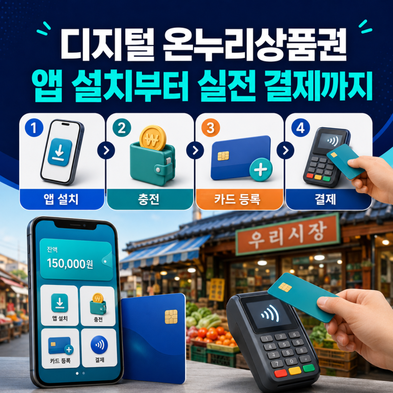 디지털 온누리상품권, 앱 설치부터 충전, 카드 등록, 그리고 실전 결제까지 스마트하게 사용....