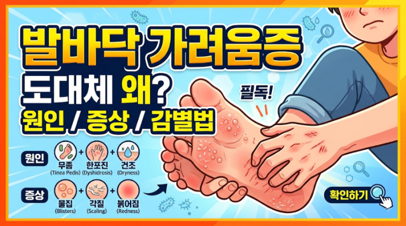 발바닥 가려움 원인 증상 감별법 무좀 vs 한포진 당뇨로 인한 가려움증