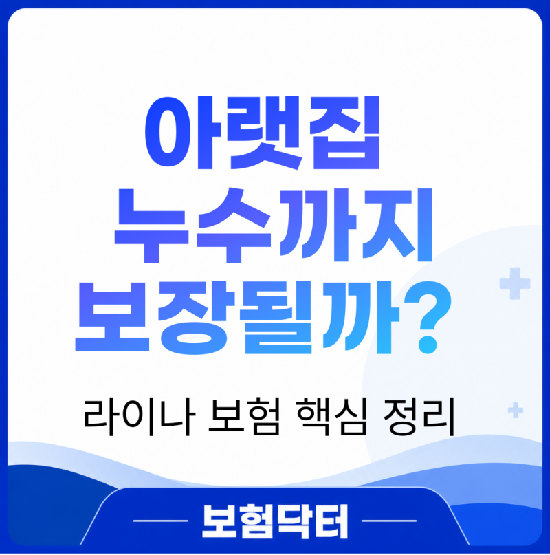 아랫집 누수까지 보장될까? 라이나 보험 핵심 정리