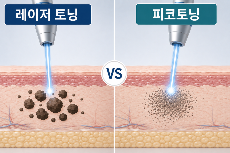 피코토닝과 레이저토닝 기미 치료 효과 연구