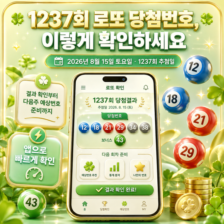 <b>1237회 로또 당첨번호</b>, 이렇게 확인하세요! <b>로또</b><b>번호</b> 가장 빠르게 확....