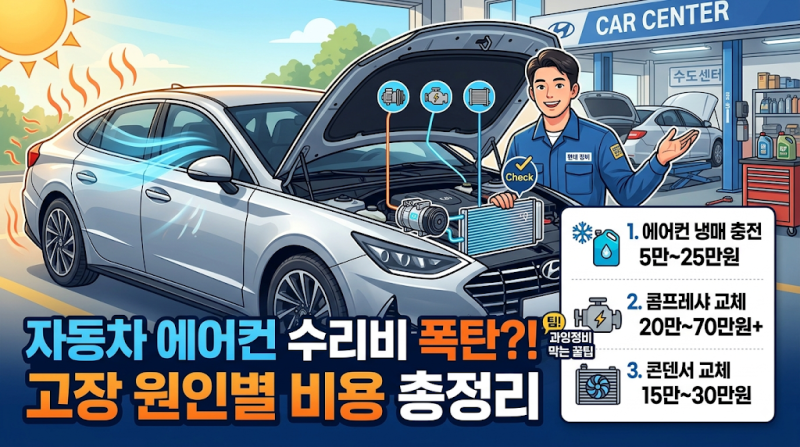 차 에어컨 바람 안 시원할 때? 수리비용 및 과잉정비 예방법
