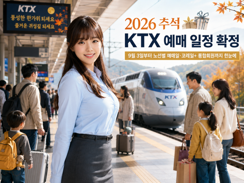 2026 추석 KTX 예매 일정 확정｜9월 3일부터, 노선별 날짜·코레일+ 통합회원 정리