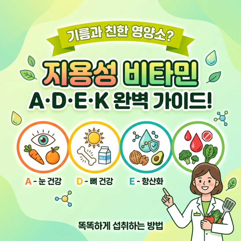 [건강정보] 기름과 친한 영양소? 지용성 비타민 A·D·E·K의 모든 것!