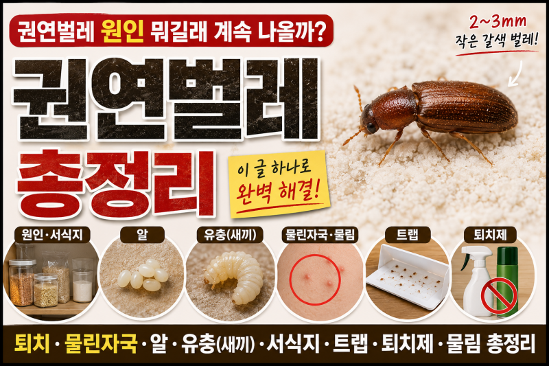권연벌레 원인 뭐길래 계속 나올까? 퇴치·물린자국·알·유충(새끼)·서식지·트랩·퇴치제·....