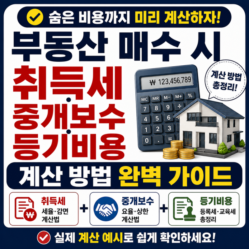 부동산 매수 시 취득세·중개보수·등기비용 계산 방법 완벽 가이드