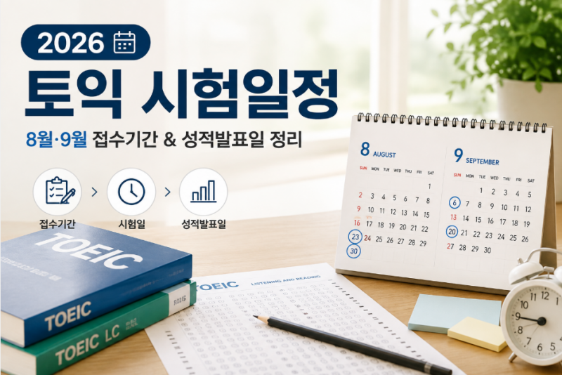 2026 토익 8월부터 연말까지, 점수 필요한 시기에 맞춰 시험 고르기