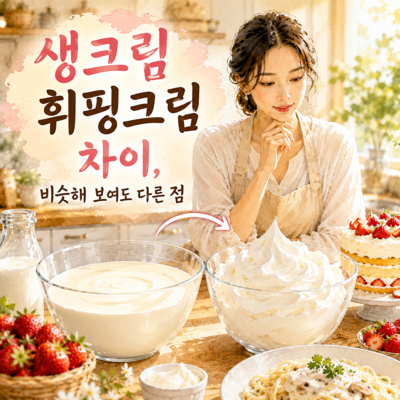 생크림 휘핑크림 차이, 비슷해 보여도 다른 점과 용도 총정리