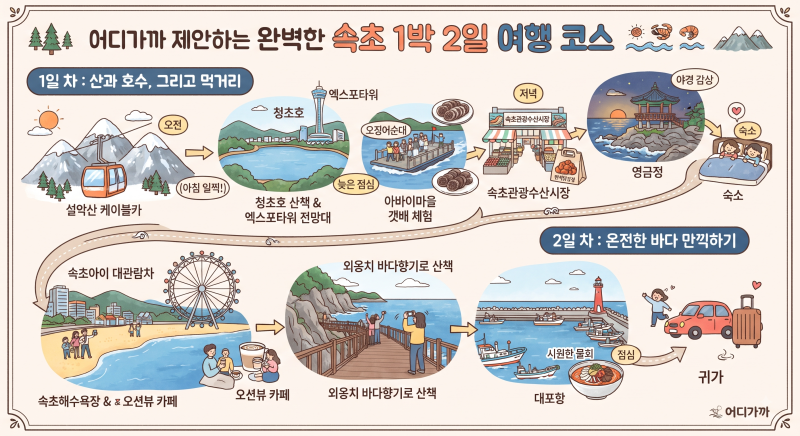 【束草必訪景點BEST 10】經過三次嘗試後完成的1晚2天束草旅遊行程，保證不踩雷！