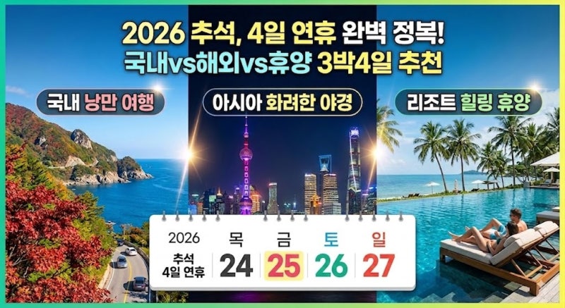 추석연휴 국내·해외 여행지 유형별 추천