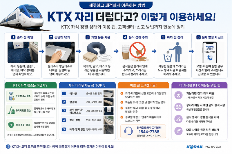KTX 좌석 더러우면 어떻게 할까? 좌석 변경부터 오염 대응까지