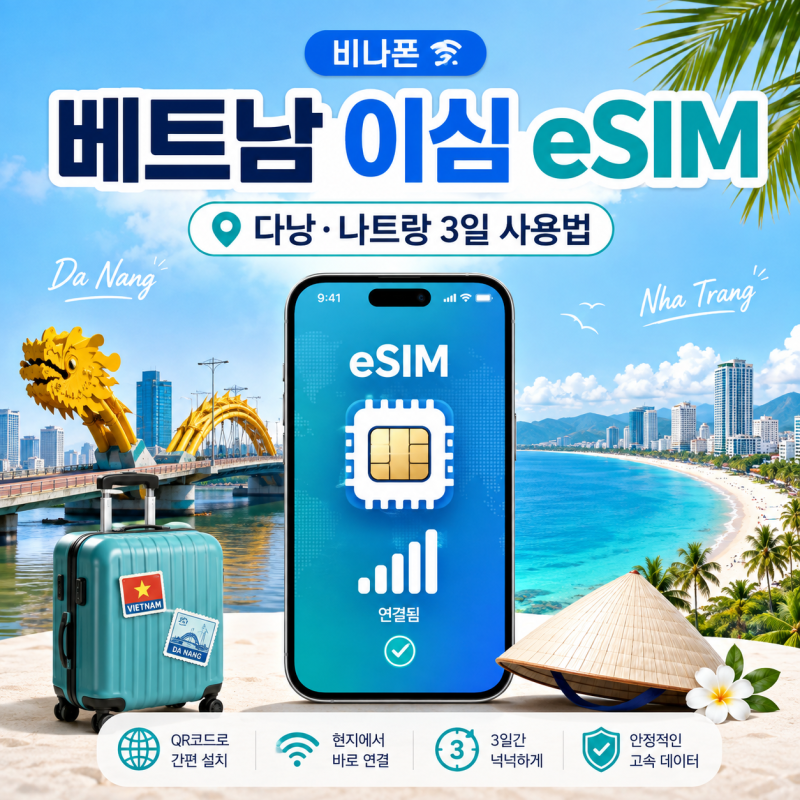 베트남 이심 eSIM 다낭 나트랑 비나폰 3일 설치부터 사용법까지