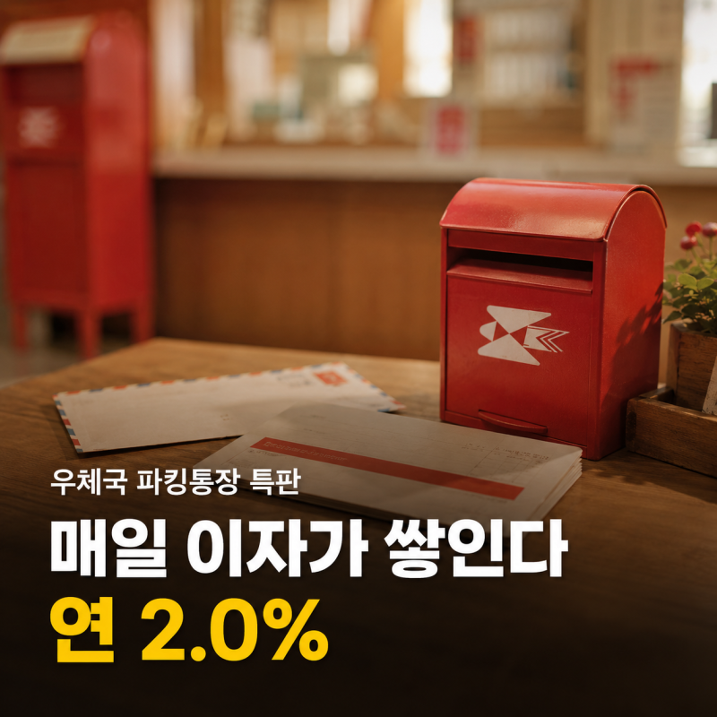 우체국 매일이자 주는 파킹통장 특판, 연 2.0% 금리·우대조건·경품까지