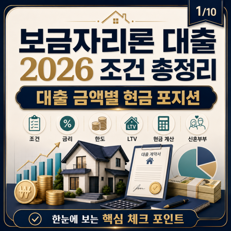 보금자리론 대출 2026 조건 총정리 — 대출 금액별 현금 포지션까지 한 번에 정리