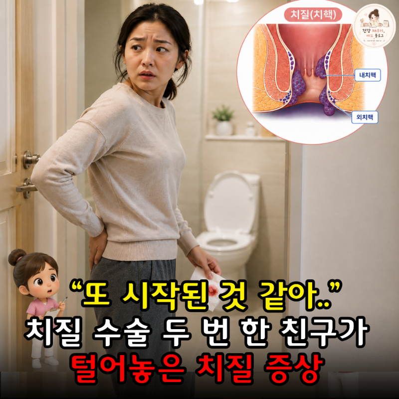 치질 증상으로 수술만 두 번 했던 친구, 그런데 또 재발했대요...