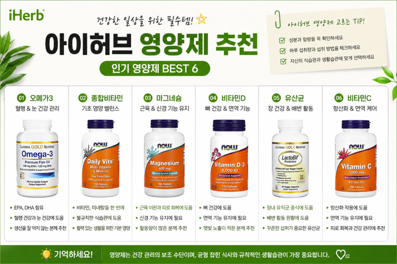 아이허브 첫구매할인코드 공유 8월 할인쿠폰과 영양제 추천