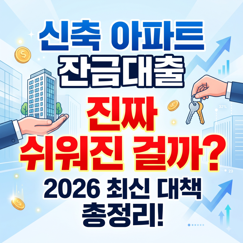신축 아파트 잔금대출, 진짜 쉬워진 걸까? 2026년 최신 대책 총정리