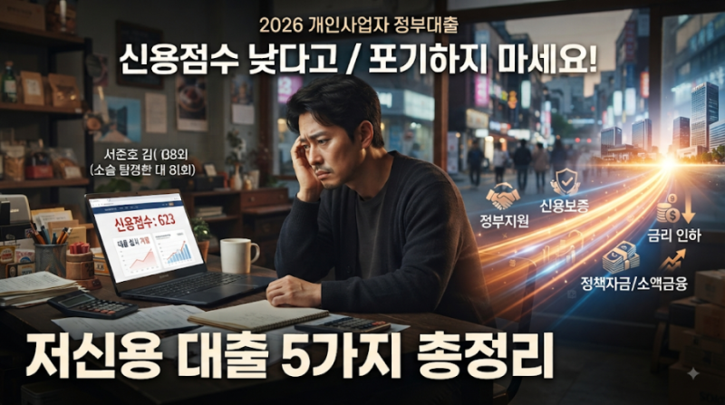 “신용점수 낮다고 포기하지 마세요” 2026 개인사업자 정부대출 받는 방법｜신용취약자금·....