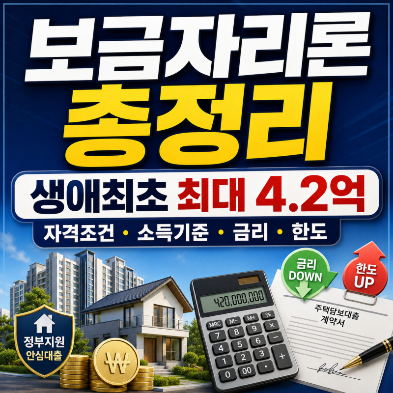 2026 보금자리론 총정리｜자격조건·소득기준·금리·한도·생애최초 4억2천만원
