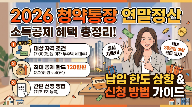 2026년 청약통장 연말정산 소득공제 혜택 총정리! 한도 상향 및 신청 방법 가이드