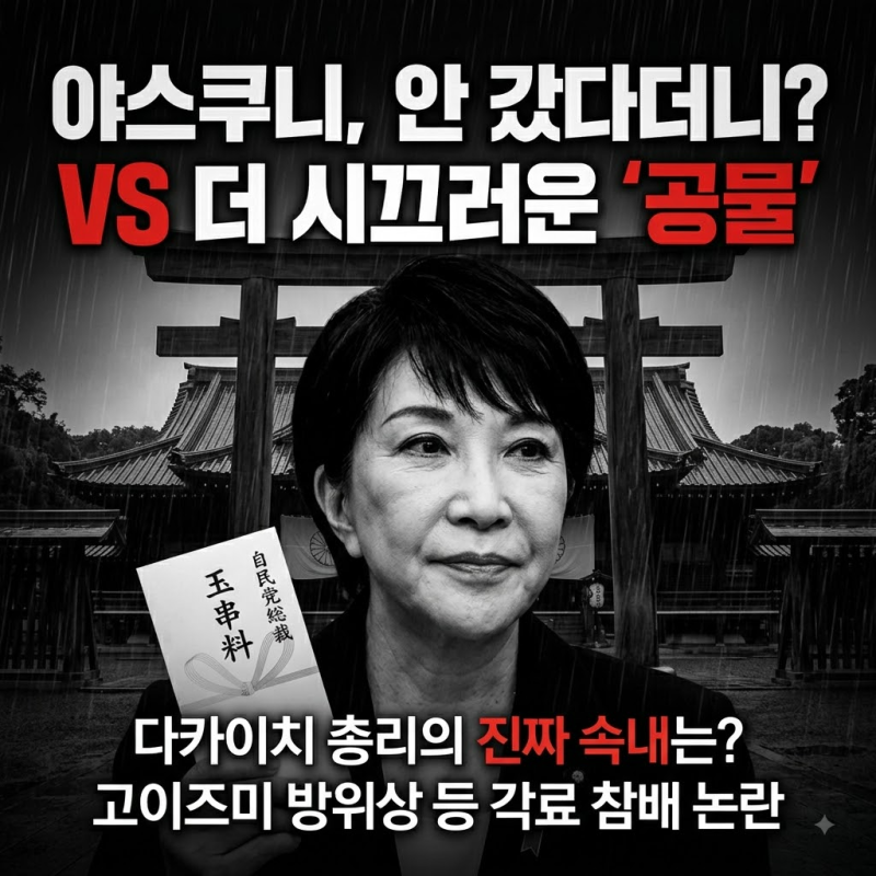 야스쿠니 참배는 피했다…다카이치 ‘공물’이 더 시끄러운 이유