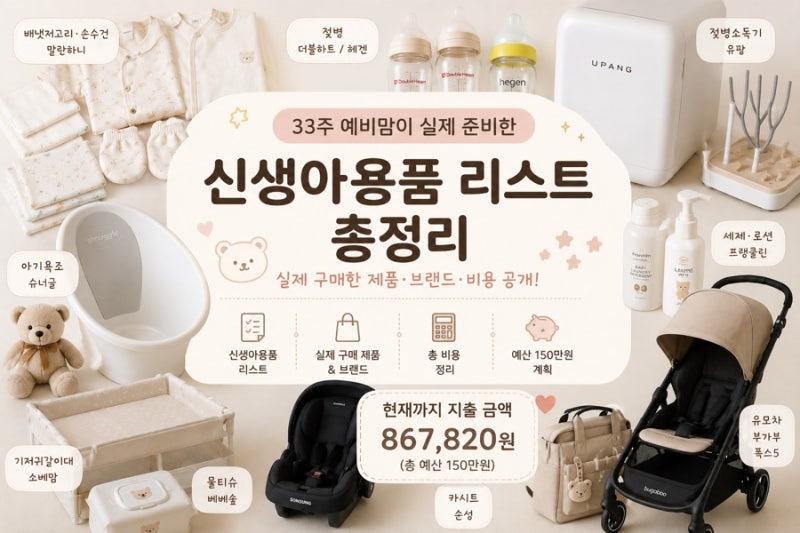 출산전 신생아 용품 리스트 총정리｜34주 예비맘이 실제로 준비한 신생아 용품 브랜드,비용