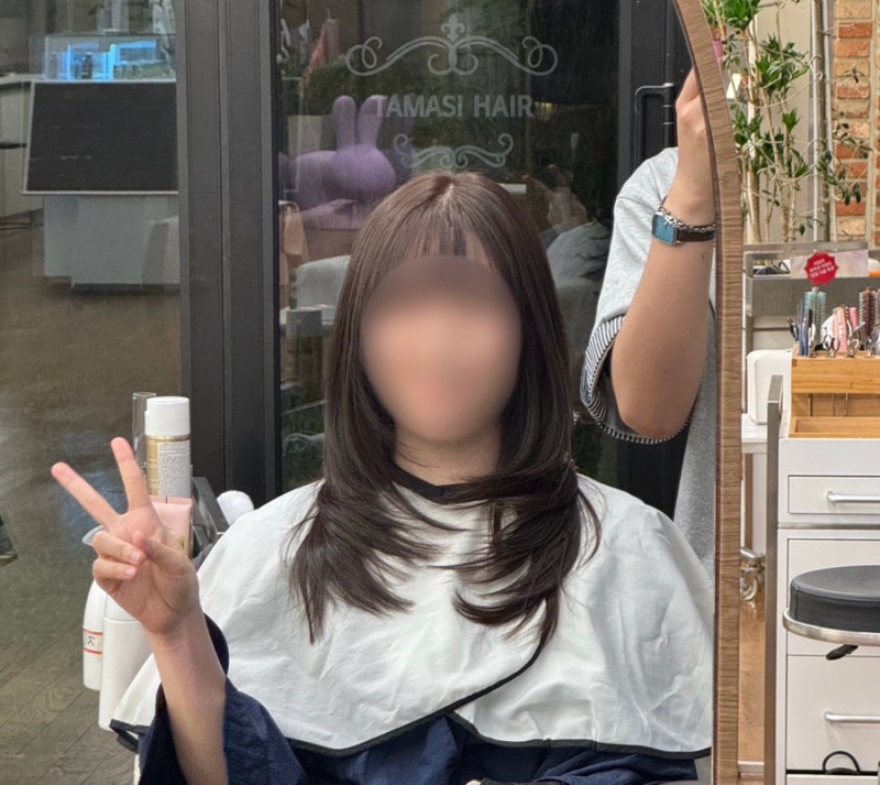 타마시헤어 수원 광교 미용실 밀본 오주아 염색 레이어드 컷 후기