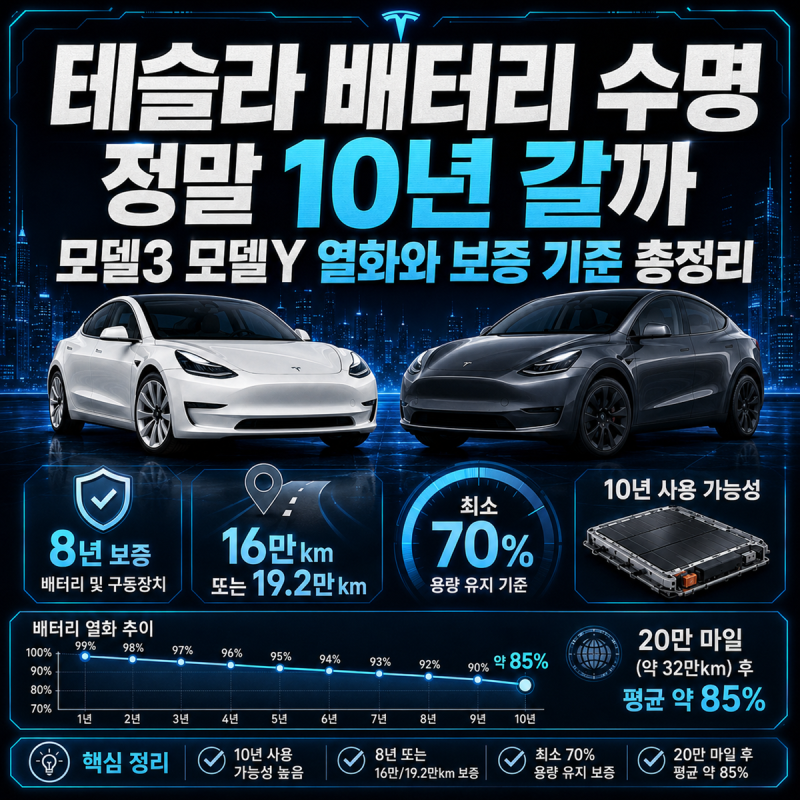 테슬라 배터리 수명 정말 10년 갈까 모델3 모델Y 열화와 보증 기준 총정리