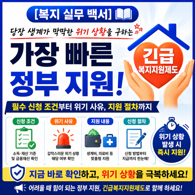 당장 생계가 막막한 위기 상황을 구하는 가장 빠른 정부 지원! '긴급복지지원제도' 필수 신청....